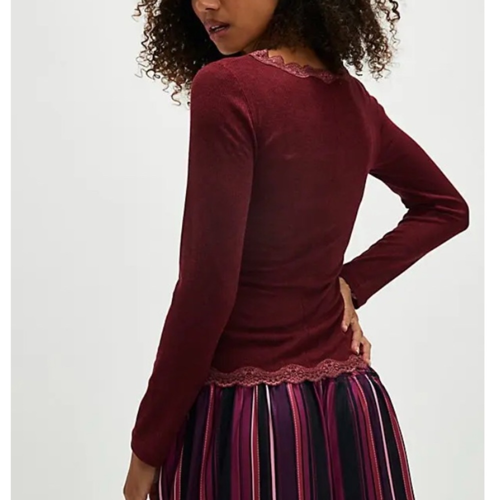 FREE PEOPLE Intimately Big Love Rib Cardi - Ruby Heather NWOT - Picture 2 of 7